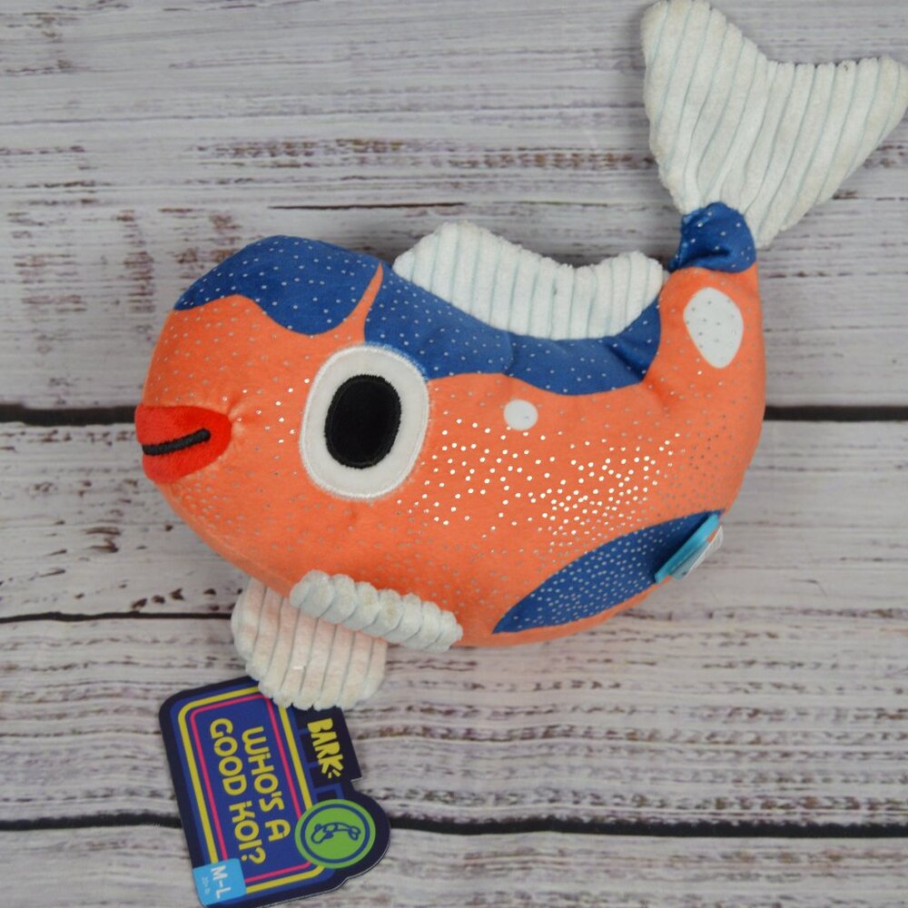 🐶 Bark Box Tokyo Playcation Who’s A Good Koi Dog Toy Squeaker M/L 20+ Lbs NEW